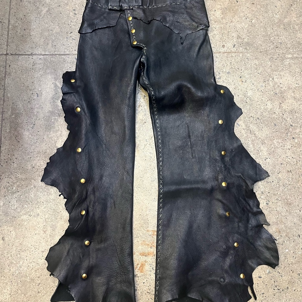 Black Leather Flared Pants